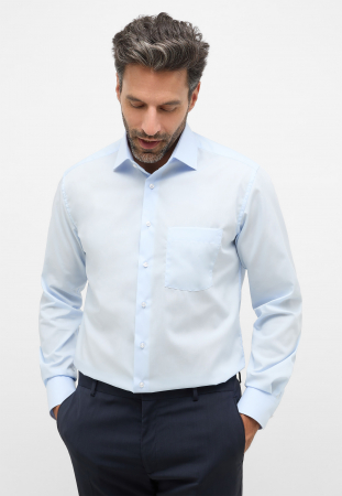 Modern Fit - Camasa bleu, modern fit, pentru barbati, 100% bumbac, maneca lunga, model 1100/10 X19K Eterna