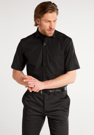 Imbracaminte Barbati - Camasa neagra, confort fit, pentru barbati, 100% bumbac, maneca scurta, model 1100/39 C187 1/2 Eterna