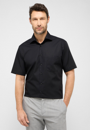 Modern Fit - Camasa neagra, modern fit, pentru barbati, 100% bumbac, maneca scurta, model 1100/39 C19K Eterna