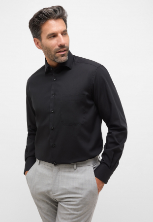 Comfort Fit - Camasa neagra, confort fit, pentru barbati, 100% bumbac, maneca lunga, model 1100/39 E19K Eterna