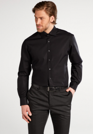 Imbracaminte Barbati - Camasa neagra, modern fit, pentru barbati, 100% bumbac, maneca lunga, model 1100/39 X177 Eterna