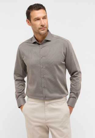 Modern Fit - Camasa maro, modern fit, pentru barbati, 100% bumbac, maneca lunga, model  1178/26 X17V Eterna