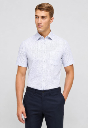 Modern Fit - Camasa blue, modern fit, pentru barbati, 100% bumbac, maneca scurta, model 1363/12 C181 Eterna