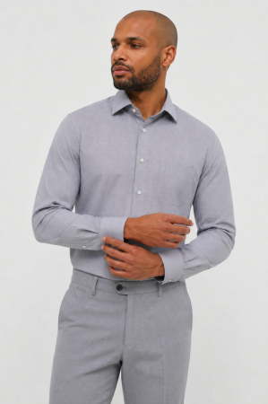 Comfort Fit - Camasa gri, confort fit, pentru barbati, 100% bumbac, maneca lunga, model 1364/19 E19K Eterna