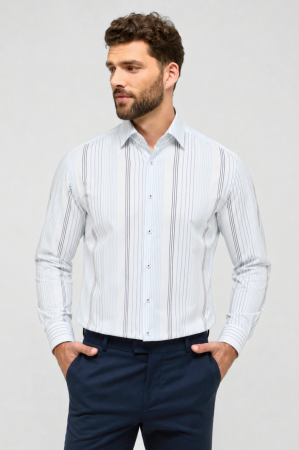 Slim Fit - Camasa dungi, slim fit, pentru barbati, 100% bumbac, maneca lunga, model 1403/14 F182 Eterna