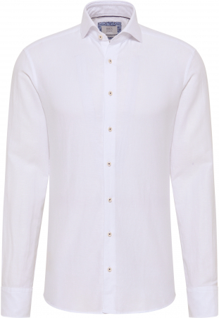 Camasa in alba, slim fit, pentru barbati, 59% bumbac 41% in, maneca lunga, model 2355/00 FS82 Eterna [4]