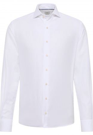 Camasa in alba, modern fit, pentru barbati, 59% bumbac 41% in, maneca lunga, model  2355/00 XS82 Eterna [4]