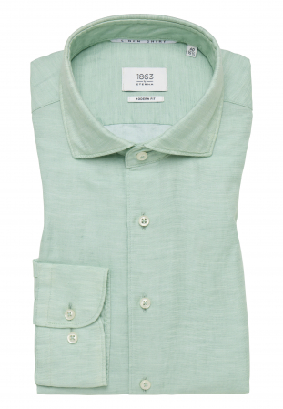 Camasa verde, modern fit, pentru barbati, 59% bumbac 41% in, maneca lunga, model 2355/44 XS82 Eterna [1]