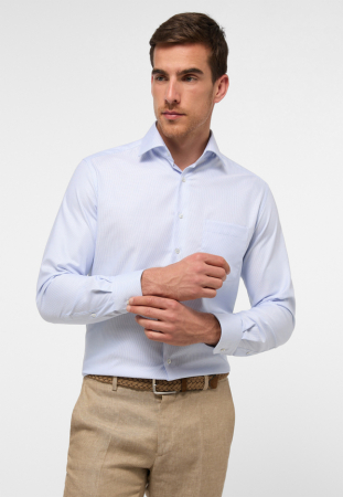 Modern Fit - Camasa bleu, modern fit, pentru barbati, 100% bumbac, maneca lunga, model 3116/12 X169 Eterna
