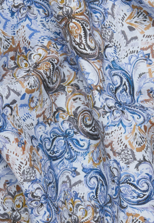 Camasa imprimeu blue, modern fit, pentru barbati, 59% bumbac 41% in, maneca lunga, model  4127/14 XS82 Eterna [3]