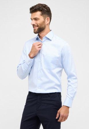 Modern Fit - Camasa albastra, modern fit, pentru barbati, 100% bumbac, maneca lunga, model 4203/12 X19K Eterna