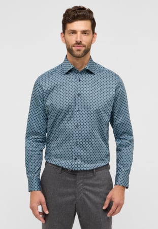 Modern Fit - Camasa albastru petrol, modern fit, pentru barbati, 100% bumbac, maneca lunga, model  4396/48 X18K Eterna