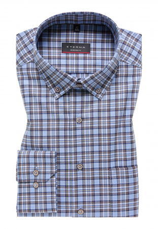 Camasa albastra, modern fit, pentru barbati, 100% bumbac, maneca lunga, model 8152/12 X18U Eterna [5]