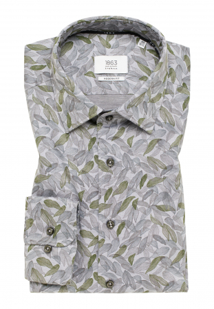 Camasa imprimeu verde, modern fit, pentru barbati, 100% bumbac, maneca lunga, model  8160/47 XS8P Eterna [5]