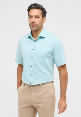 Modern Fit - Camasa verde, modern fit, pentru barbati, 100% bumbac, maneca scurta, model  8202/45 C19K Eterna