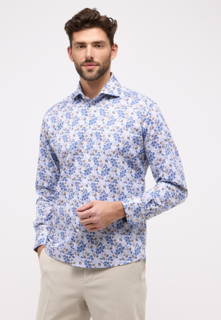 Modern Fit - Camasa imprimata, modern fit, pentru barbati, 100% bumbac, maneca lunga, model 8290/18 XS82 Eterna