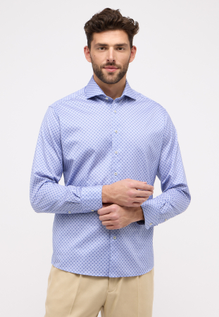 Modern Fit - Camasa imprimata, modern fit, pentru barbati, 100% bumbac, maneca lunga, model 8291/24 XS82 Eterna