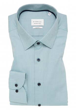 Slim Fit - Camasa verde, slim fit, pentru barbati, 100% bumbac, maneca lunga, model 8464/43 F171 Eterna