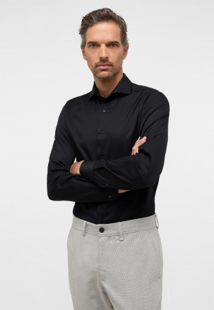 Slim Fit - Camasa COVER neagra, slim fit, pentru barbati, 100% bumbac, maneca lunga, model  8817/39 F182 Eterna