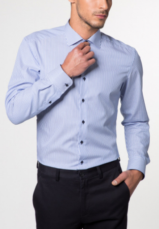 Slim Fit - Camasa dungi, slim fit, pentru barbati, 100% bumbac, maneca lunga, model 8992/16 F140 Eterna
