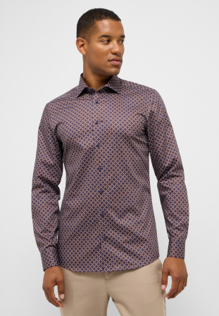 Slim Fit - Camasa imprimeu, slim fit, pentru barbati, 100% bumbac, maneca lunga, model 4396/54 F170 Eterna