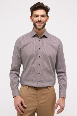 Modern Fit - Camasa maro, modern fit, pentru barbati, 100% bumbac, maneca lunga, model 8038/18 X18K Eterna