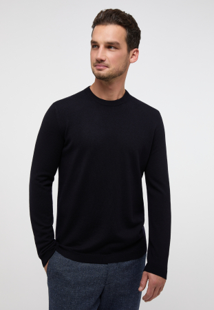 Pulovere merinos 100% - Pulover bleumarine, la baza gatului, pentru bărbați, 100% lana merinos, model 367/19 HOB STR Eterna