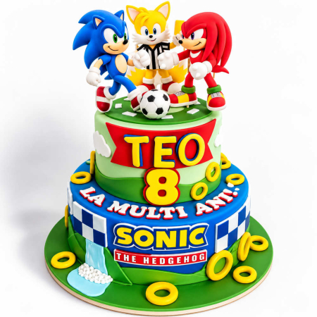 Torturi copii - Tort cu etaj Figurine Sonic 2d