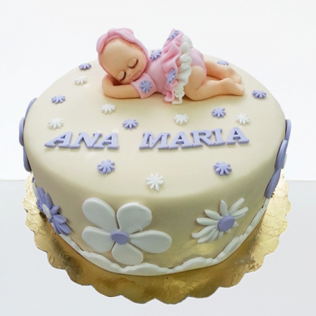 Torturi in pasta de zahar pentru fetite - Bebelus care doarme pe lila