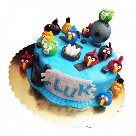 Torturi copii - Tort Angry Birds ice rotund