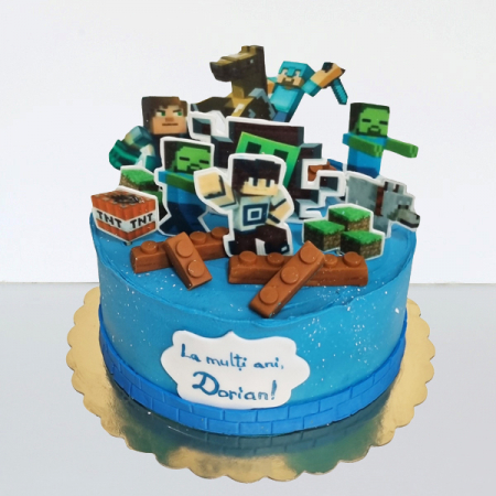 Torturi in frosting- crema pentru baieti - Tort Minecraft in frosting