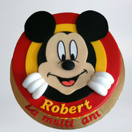 Torturi in pasta de zahar pentru baietei - Tort Capul lui Mickey Mouse