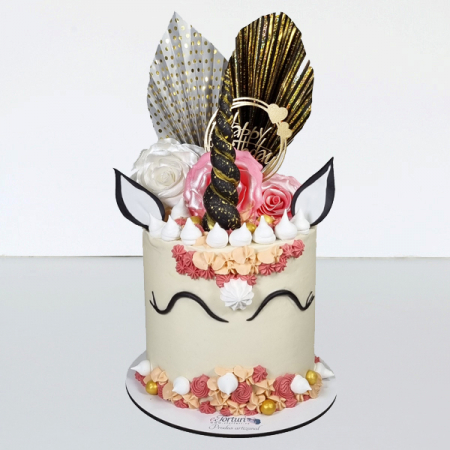 Torturi in frosting- crema pentru fetite - Tort Unicorn si evantai