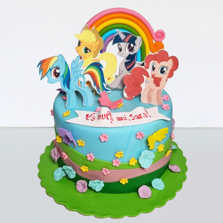 Torturi in pasta de zahar pentru fetite - Tort cu Pony veseli