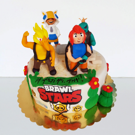 Torturi in pasta de zahar pentru baietei - Tort cu 4 Brawl Stars