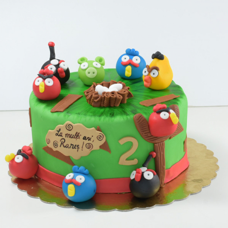 Torturi in pasta de zahar pentru fetite - Tort cu Angry birds "Rares"