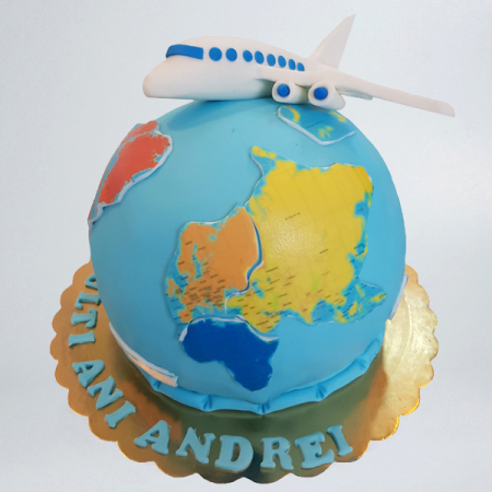 Torturi copii - Tort cu avion pe glob pamantesc