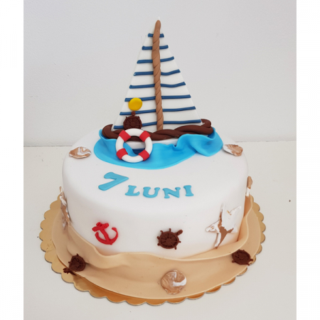 Torturi in pasta de zahar pentru fetite - Tort cu barcuta si catarg