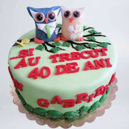 Torturi pentru adulti - Tort cu bufnite 40 de ani