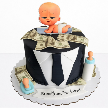 Torturi in pasta de zahar pentru baietei - Tort Bebe Boss Andrei