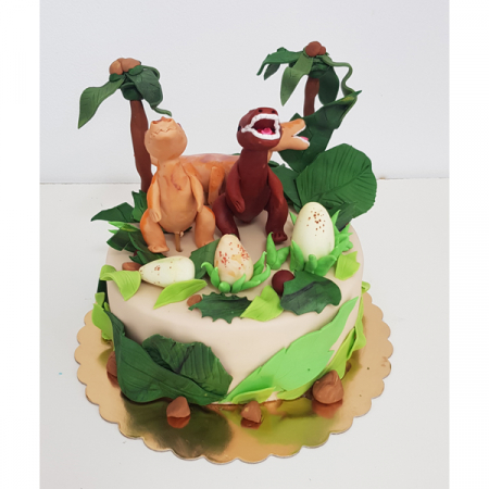Torturi in pasta de zahar pentru baietei - Tort cu Dinozauri si oua