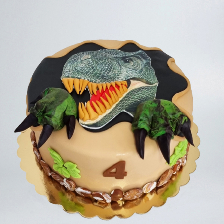 Torturi in pasta de zahar pentru baietei - Tort cu dinozaurul T-Rex