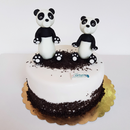 Torturi pentru pasiuni - Tort cu doi ursuleti Panda