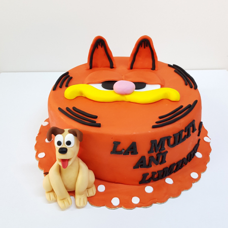 Torturi in pasta de zahar pentru baietei - Tort cu Garfield si catelus