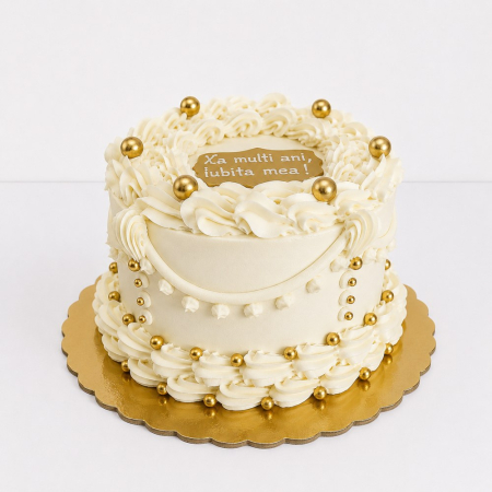 Torturi pentru pasiuni - Tort in frosting, valuti si perle aurii