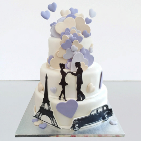 Torturi pentru nunta - Tort cu inimioare in Paris