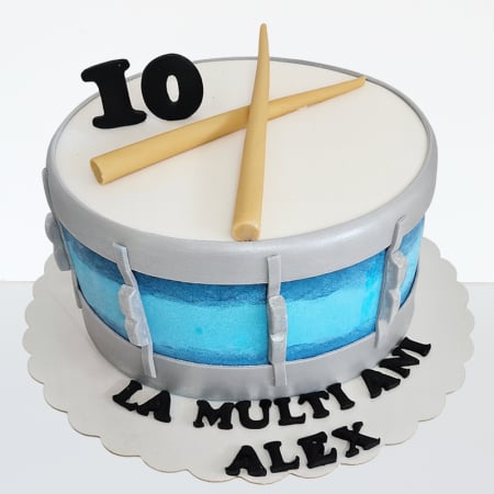Torturi in pasta de zahar pentru fetite - Tort cu toba Alex