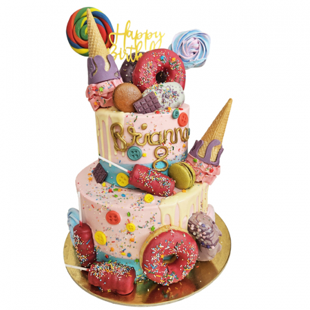 Torturi copii - Tort in frosting plin de dulciuri