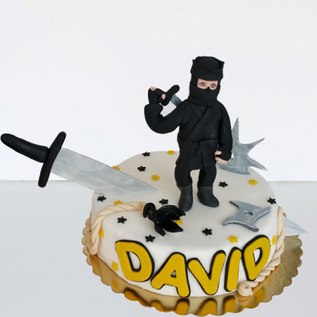 Torturi in pasta de zahar pentru fetite - Tort cu luptator Ninja