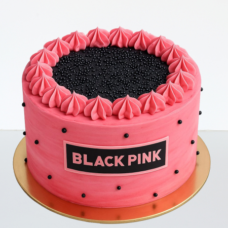 Torturi copii - Tort in frosting black pink cu sigla